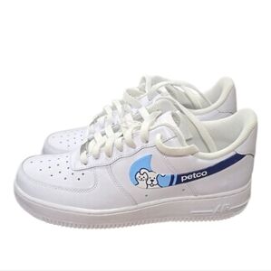 Nike Air Force 1 Custom Disgned White and Blue Petco Sneakers Size 8.5